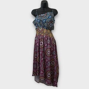 Anthropologie Spaghetti Strap Boho Style Asymmetrical Cut Out Dress Small Petite